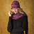 Silk sari knit hat and scarf set, 'Exotic Kathmandu' - Silk Sari Knit Hat and Scarf Set