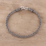 Sterling silver chain bracelet, 'Basket Classic' - Sterling Silver Basketweave Chain Bracelet from India