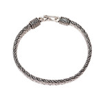 Sterling silver chain bracelet, 'Basket Classic' - Sterling Silver Basketweave Chain Bracelet from India