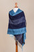 100% alpaca shawl, 'Huancayo Blues' - Alpaca Wool Patterned Shawl (image 2c) thumbail