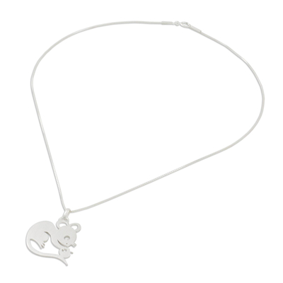 Sterling silver pendant necklace, 'Chinese Zodiac Rat' - Sterling Silver Pendant Necklace