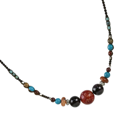 Multi-gemstone beaded necklace, 'Colors of the World' - Multi-Gemstone Beaded Necklace from Thailand