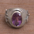 Men's amethyst ring, 'Violet Flame' - Men's Sterling Silver and Amethyst Ring (image 2b) thumbail