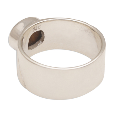 Opal cocktail ring, 'Open Sky' - Handmade 925 Sterling Silver Single Stone Opal Ring Bali