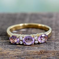 Gold vermeil amethyst cluster ring, 'Ode' - Gold vermeil amethyst cluster ring