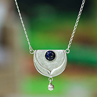 Lapis lazuli pendant necklace, 'Taurus, Land of the Bull' - Collectible Zodiac Sterling Silver Lapis Lazuli Necklace