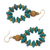 Wood dangle earrings, 'Bloom in Turquoise' - Artisan Crafted Beaded Wood Dangle Earrings from Ghana