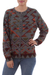 100% alpaca cardigan, 'Inca Nobility' - 100% Alpaca Inca Geometric Pattern Grey Cardigan Sweater thumbail