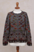 100% alpaca cardigan, 'Inca Nobility' - 100% Alpaca Inca Geometric Pattern Grey Cardigan Sweater (image 2d) thumbail