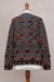 100% alpaca cardigan, 'Inca Nobility' - 100% Alpaca Inca Geometric Pattern Grey Cardigan Sweater (image 2f) thumbail