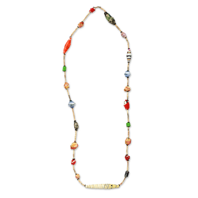 Recycled paper strand necklace, 'Festival in Accra' - Recycled Paper Handmade Necklace