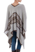 Cotton blend poncho, 'Memories Past' - Bohemian Poncho in Brown and White Stripes from Peru (image 2d) thumbail