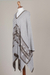 Cotton blend poncho, 'Memories Past' - Bohemian Poncho in Brown and White Stripes from Peru (image 2f) thumbail