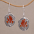 Carnelian dangle earrings, 'Floral Plains' - Carnelian and 925 Silver Floral Dangle Earrings from Bali (image 2) thumbail