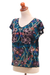Rayon blouse, 'Lovely Garden' - Floral Embroidered Rayon Blouse from Bali (image 2f) thumbail