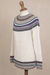100% alpaca pullover, 'Snowy in the Andes' - Knit 100% Alpaca Pullover Sweater in Antique White from Peru (image 2c) thumbail