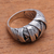 Sterling silver band ring, 'Wrapped Songket' - Sterling Silver Songket Band Ring from Bali