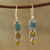 Citrine and composite turquoise dangle earrings, 'Graceful Trio' - 3-Carat Citrine and Composite Turquoise Dangle Earrings