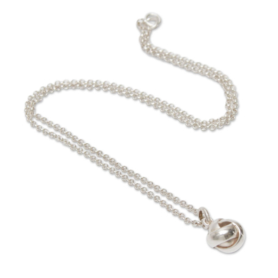 Sterling silver pendant necklace, 'Love Knot' - Modern Sterling Pendant Necklace