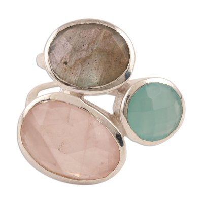 Multi-gemstone cocktail ring, 'Sparkling Blossom' - 16.5-Carat Multi-Gemstone Cocktail Ring from India