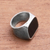Men's onyx signet ring, 'Night Window' - Men's Square Onyx Signet Ring from Bali