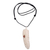 Garnet and bone pendant necklace, 'Feather Soul' - Garnet Leather and Carved Bone Feather Pendant Necklace thumbail