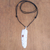 Garnet and bone pendant necklace, 'Feather Soul' - Garnet Leather and Carved Bone Feather Pendant Necklace (image 2b) thumbail