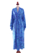 Batik rayon robe, 'Ubud Grove' - Green and Blue Batik Print Long Sleeved Rayon Robe with Belt (image 2f) thumbail