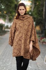 Alpaca blend ruana cloak, 'Desert Bloom' - Artisan Crafted Alpaca Blend Poncho