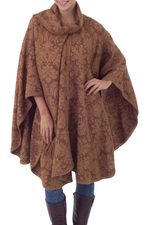Alpaca blend ruana cloak, 'Desert Bloom' - Artisan Crafted Alpaca Blend Poncho
