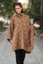 Alpaca blend ruana cloak, 'Desert Bloom' - Artisan Crafted Alpaca Blend Poncho