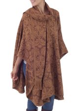 Alpaca blend ruana cloak, 'Desert Bloom' - Artisan Crafted Alpaca Blend Poncho