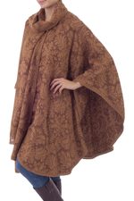 Alpaca blend ruana cloak, 'Desert Bloom' - Artisan Crafted Alpaca Blend Poncho