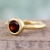 Gold vermeil garnet solitaire ring, 'Crimson Nature' - Handcrafted Vermeil Solitaire Garnet Ring