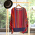 Jersey manga kimono rayas - Suéter drapeado bohemio de punto peruano en patrón multicolor