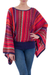 Jersey manga kimono rayas - Suéter drapeado bohemio de punto peruano en patrón multicolor