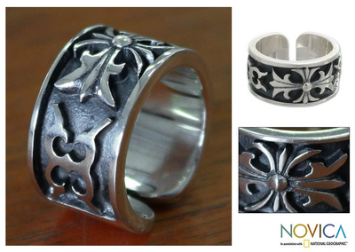 Men's sterling silver ring, 'The Monarch' - Men's Sterling Silver Band Ring