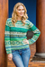 100% alpaca sweater, 'Cozy Forest' - Multicolor Alpaca Sweater in Greens and Blues (image 2) thumbail