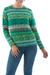 100% alpaca sweater, 'Cozy Forest' - Multicolor Alpaca Sweater in Greens and Blues thumbail