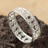 Sterling silver band ring, 'Royal Filigree' - Sterling Silver Filigree Ring from Peru