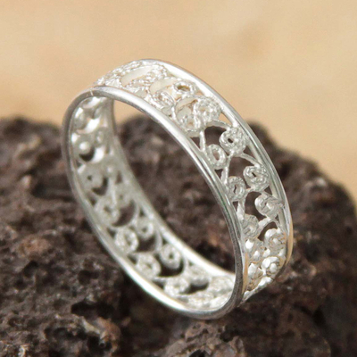 Sterling silver band ring, 'Royal Filigree' - Sterling Silver Filigree Ring from Peru