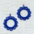 Cotton dangle earrings, 'Azul Sun' - Handcrafted Blue Cotton Dangle Earrings Sun Motif Mexico