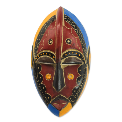 African wood mask, 'Uzoma' - Hand Carved Wooden Igbo Mask