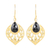 Gold plated onyx dangle earrings, 'Glimmering Leaves' - Gold Plated Faceted Black Onyx Openwork Leaf Dangle Earrings