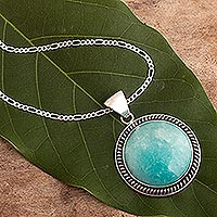 Amazonit-Anhänger-Halskette, „Mond über Lima“ – Amazonit-Halskette aus Sterlingsilber