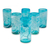 Blown glass highball glasses, 'Whirling Aquamarine' (set of 6) - 6 Hand Blown 13 oz Aqua-White Highball Glasses from Mexico
