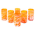 Vasos de vidrio soplado, (juego de 6) - Set de 6 Vasos Naranjas Artesanales Soplados a Mano