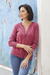 Cotton blend hooded cardigan, 'Simple Delight in Cerise' - Cotton Blend Hooded Cardigan in Cerise from Peru