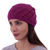 100% alpaca hat, 'Berry Waves' - Hand Knit 100% Alpaca Wool Hat in Berry from Peru