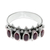 Garnet multi-stone ring, 'Velvet Crown' - Handcrafted Five Oval Garnet Gemstone Sterling Silver Ring thumbail